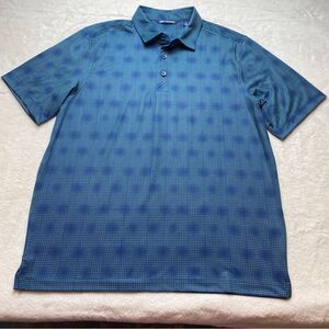 Cutter & Buck Blue Tone Checker Box Design Polo Shirt Size Large